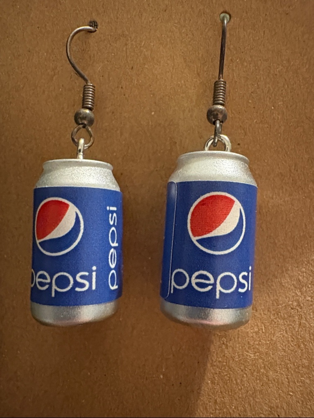 Pepsi Mini Can Dangle Earrings in Blue, Red & Silver